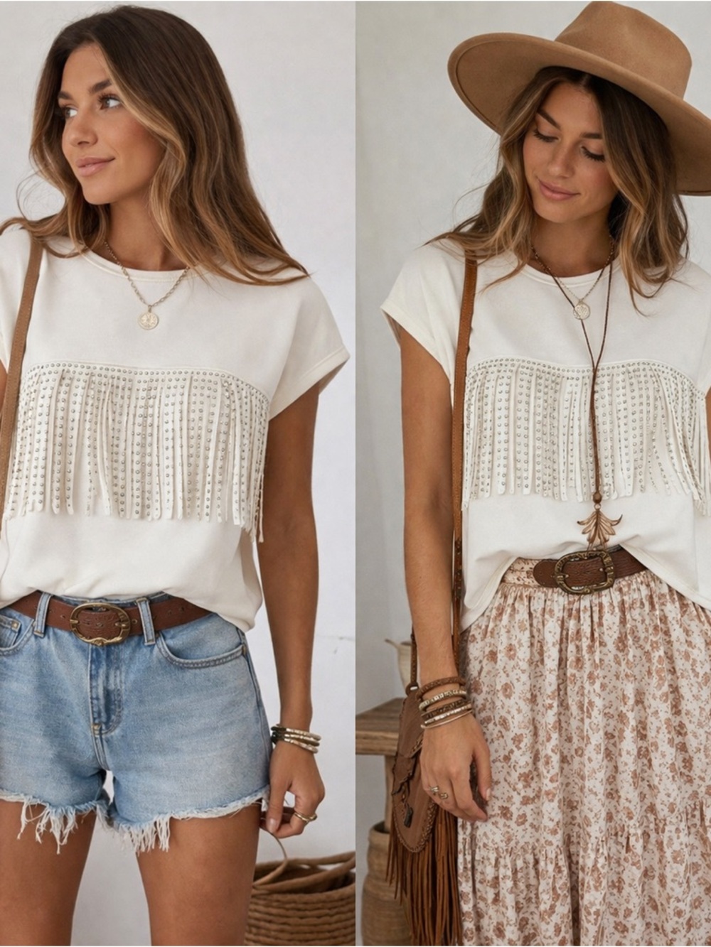 Fringed Studded Short Top 06-0239